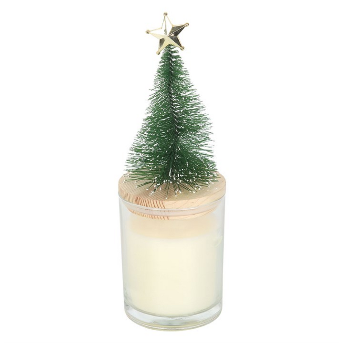 Holly Jolly Pine & Fir Glass Candle with Tree