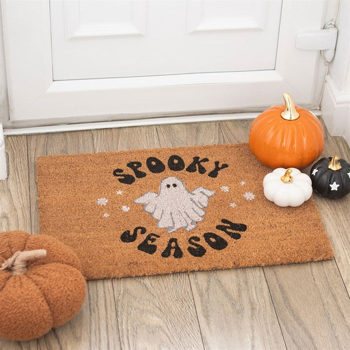 Natural Coir Spooky Ghost Doormat – Halloween Front Porch Welcome Mat