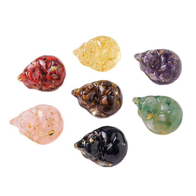 Spiritual Senses UK natural crystal sleeping cat ornament