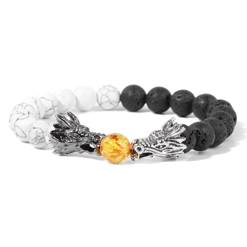 Dragon Head Lava Stone and White Pine Bracelet