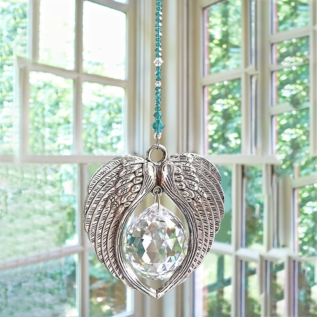 Glass Angel Wings Sun Catcher – Hanging Crystal Window Ornament