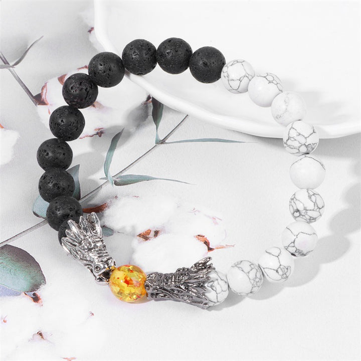 Dragon Head Lava Stone and White Pine Bracelet