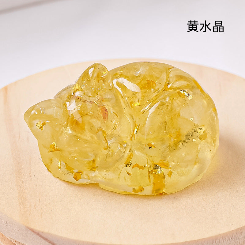 Spiritual Senses UK natural crystal sleeping cat ornament