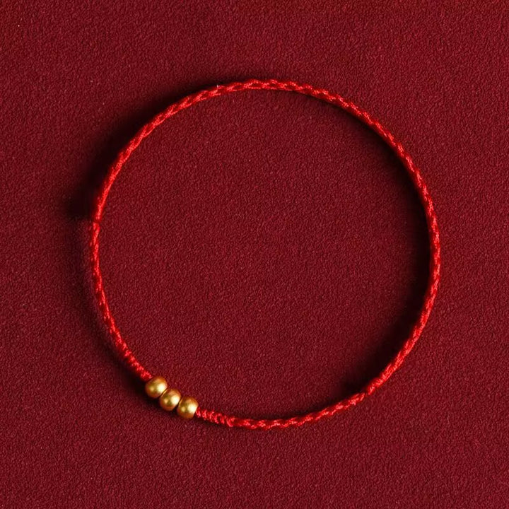 Spiritual Senses UK 999 Gold Beads Braided Couple Bracelet - Luck & Protection