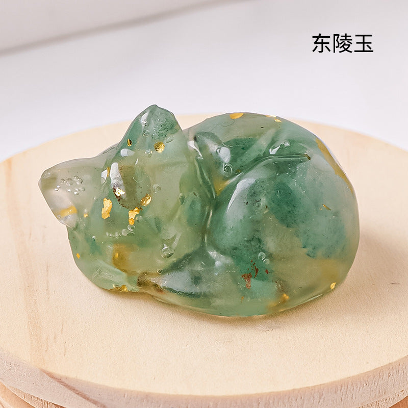 Spiritual Senses UK natural crystal sleeping cat ornament