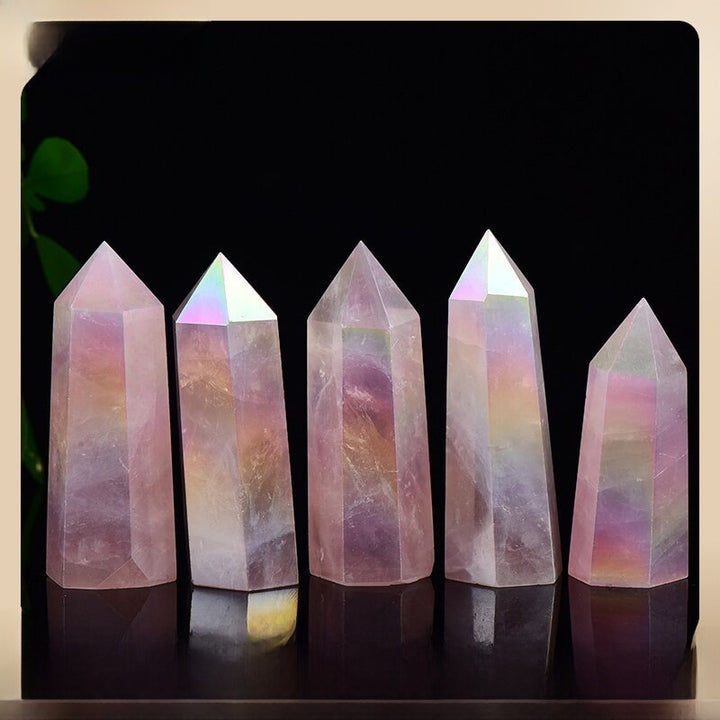 Spiritual Senses UK electroplating pink quartz crystal pillar