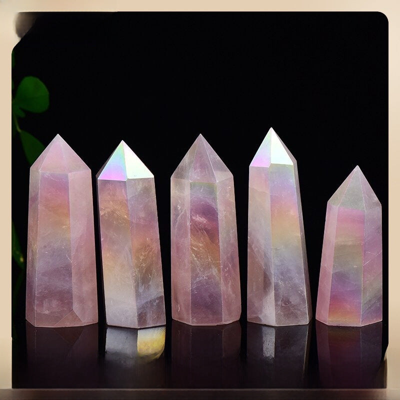 Spiritual Senses UK electroplating pink quartz crystal pillar