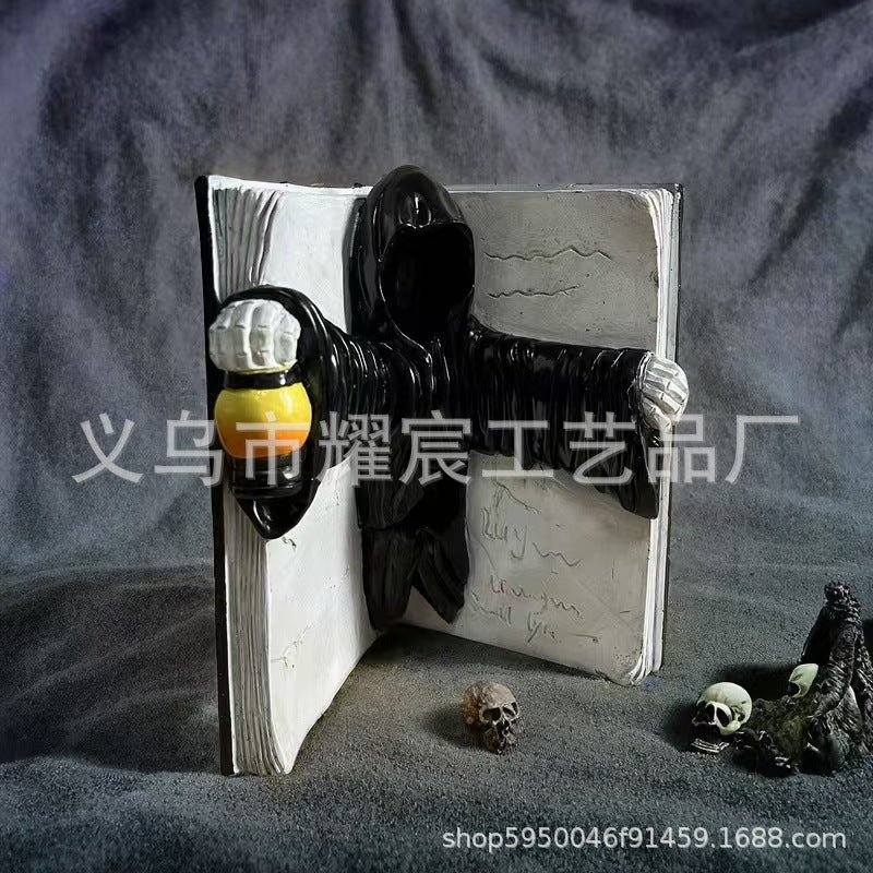 Death reaper book resin ornament