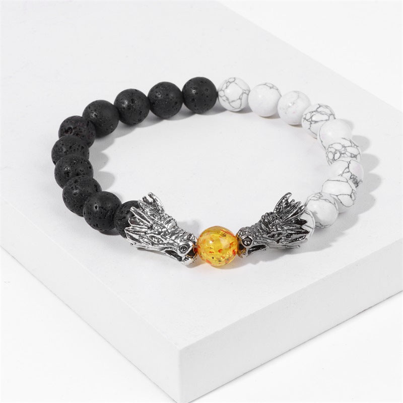 Dragon Head Lava Stone and White Pine Bracelet