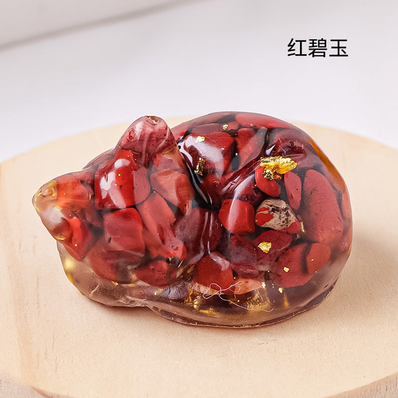 Spiritual Senses UK natural crystal sleeping cat ornament