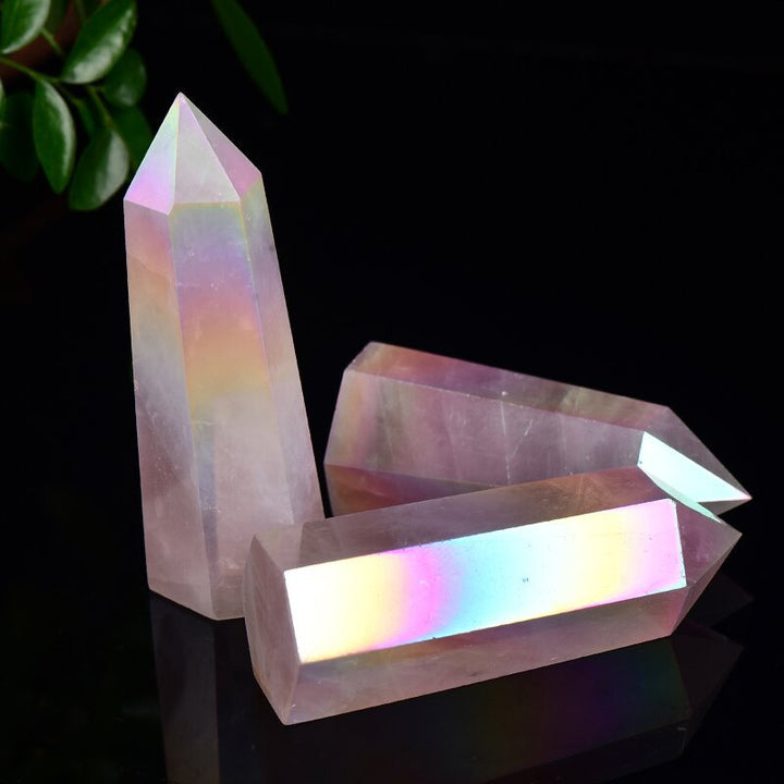 Spiritual Senses UK electroplating pink quartz crystal pillar