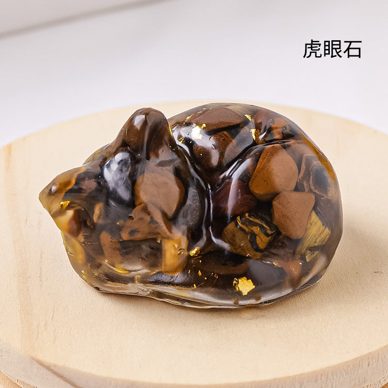 Spiritual Senses UK natural crystal sleeping cat ornament