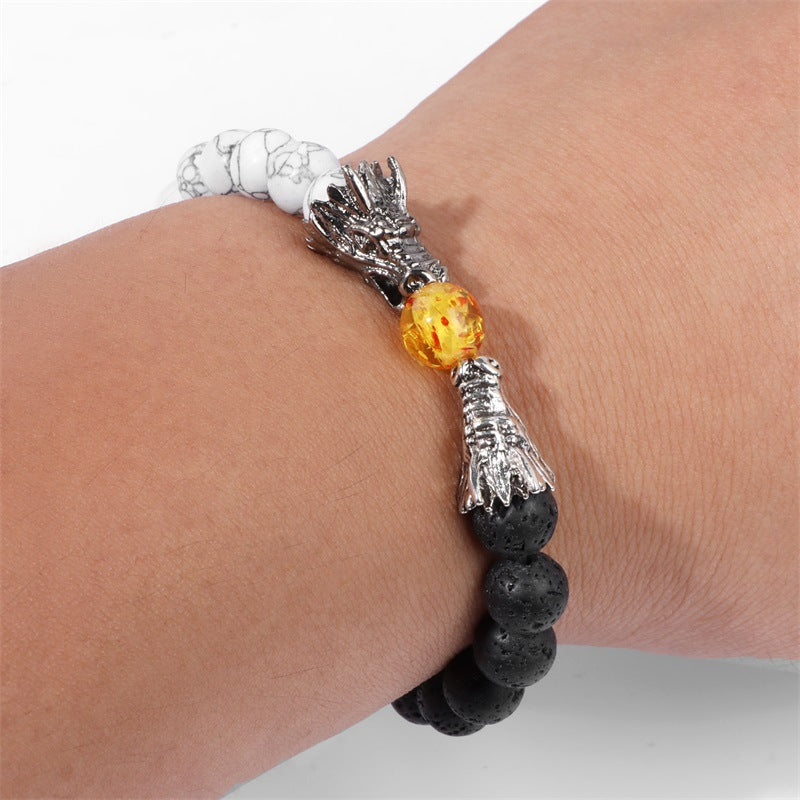 Dragon Head Lava Stone and White Pine Bracelet