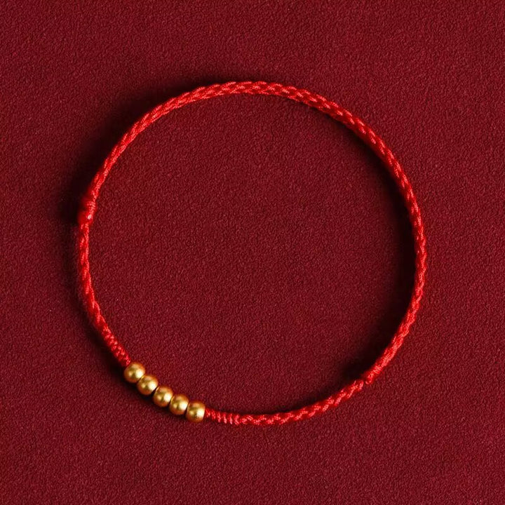 Spiritual Senses UK 999 Gold Beads Braided Couple Bracelet - Luck & Protection