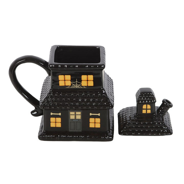 Ghostly Black Haunted House Mug