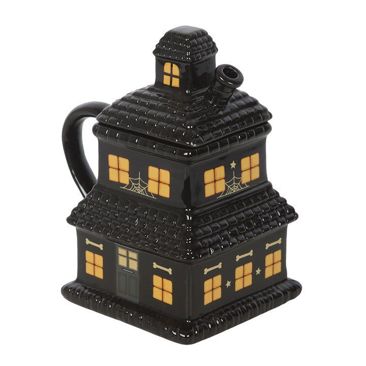 Ghostly Black Haunted House Mug