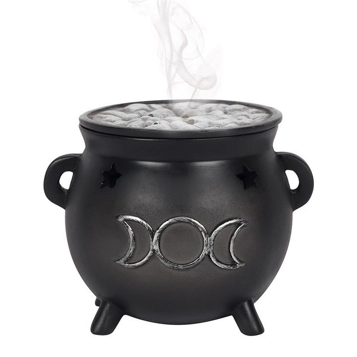 Wiccan and Witch Triple Moon Cauldron Incense Cone Holder