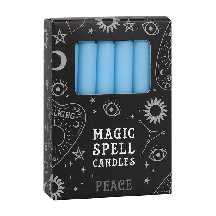 Wiccan Set of 12 Light Blue 'Peace' Spell Candles