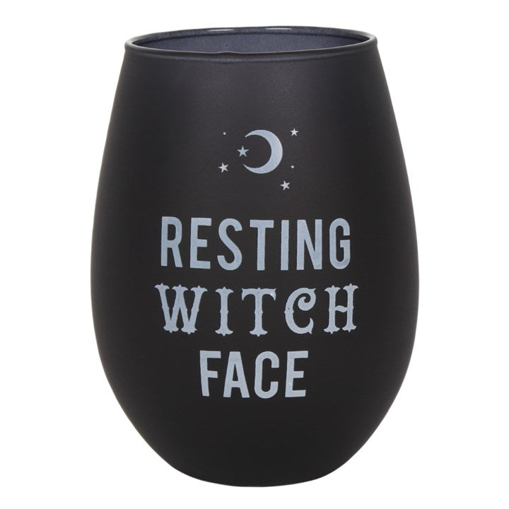 Wiccan Resting Witch Face Stemless Wine Glass