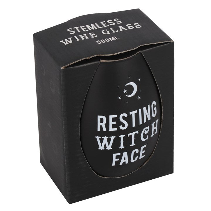 Wiccan Resting Witch Face Stemless Wine Glass