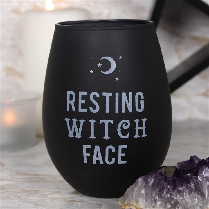 Wiccan Resting Witch Face Stemless Wine Glass