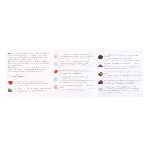 Zodiac Crystal Grid Kit – Decorative Astrology Wheel & Gemstones