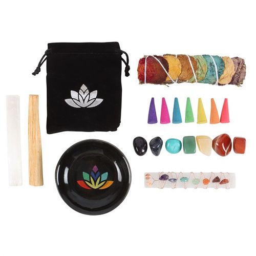 Deluxe Chakra Wellness Ritual Set – Gemstones, Incense & Accessories
