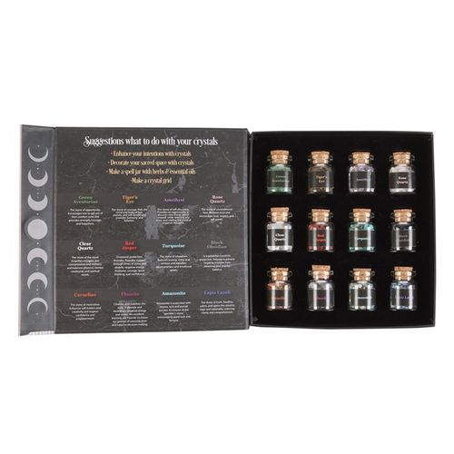 Crystal Chip Bottle Gift Set – 12 Decorative Gemstone Vials