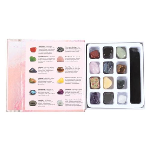 Gemstone Discovery Gift Set – 12 Natural Crystals & Mini Guidebook