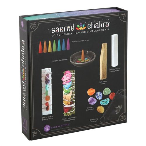 Deluxe Chakra Wellness Ritual Set – Gemstones, Incense & Accessories