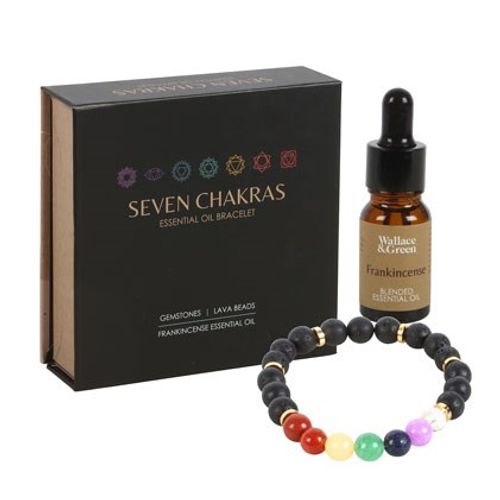 Gemstone Aroma Bracelet Gift Set – Lava Beads & Essential Oil