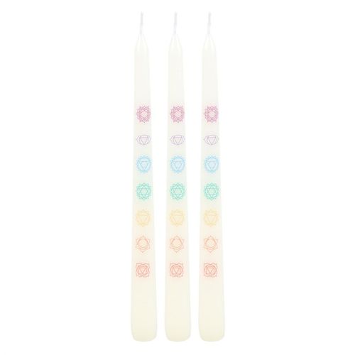 Set of 3 Chakra Balancing Taper Dinner Candles