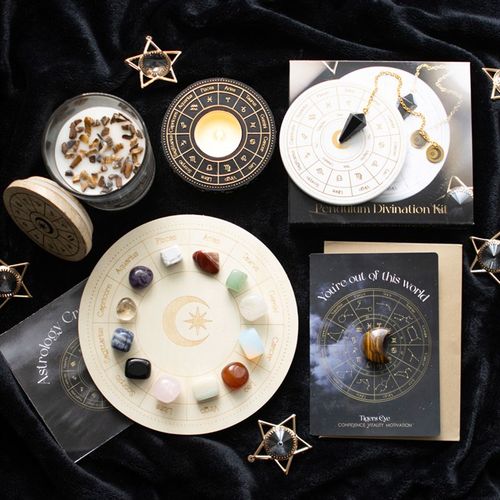 Zodiac Crystal Grid Kit – Decorative Astrology Wheel & Gemstones